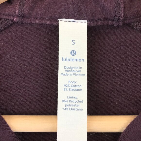 Lululemon  Plum Zip-Up Hoodie Jacket S Cotton Blend men's - Picture 4 of 11